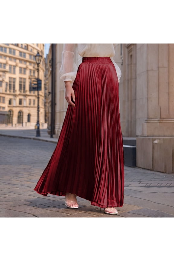 Womens Skirts High Waisted Pleated Skirt Flowy Skirt Skirt Maxi Skirt Red Mini Skirt for Women,S