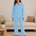 thumbnail image 1 of Blmnix Womens Sleepwear Bamboo Pajamas Button Up Pajamas Sleepwear Sets Pjs Straight-Leg Collared Blue Long Sleeve Full Fall Pajamas Women,S, 1 of 8