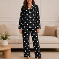 thumbnail image 1 of Blmnix Womens Sleepwear Bamboo Pajamas Button Up Pajamas Sleepwear Sets Sleepwear Straight-Leg Collared Long Sleeve Black Full Fall Pajamas Women,L, 1 of 7