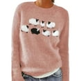 thumbnail image 1 of Blmnix Womens Sweaters Pink Oversized Sweaters Cute Crew Neck Knitted Long Sleeve Cozy Sweaters, 1 of 4