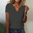 thumbnail image 1 of Blmnix Womens Tops Gray Short Sleeve V Neck Loose Basic Solid T-Shirts Blouses Trendy, 1 of 6