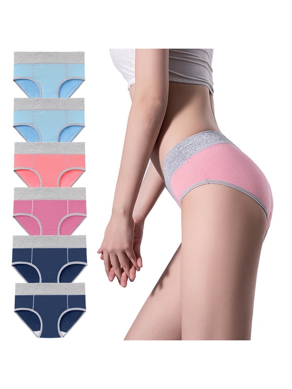 Womens Underwear Briefs 100% Cotton Underwear Pack Underwear Blue Modern Fit Pull-On Ventilated Patch Period Panties,M