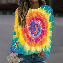 Blmnix Work Out Tops Gym for Women Travel Printed Casual Loose Women's Golf Shirts Long Sleeve Crew Neck Tops