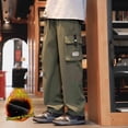 thumbnail image 1 of Blmnix Work Pants Mens Pants Active Fit Carpenter Baggy Cargo Pants Low Waisted Bottoms Long Straight-Leg Green Mens Pants Casual,L, 1 of 7