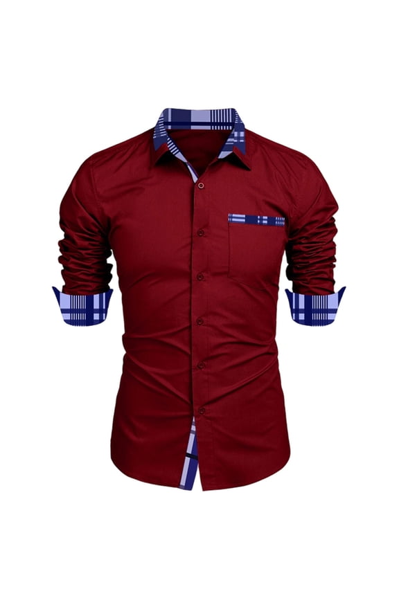 Work Shirts Men's T-Shirts Ringer Cotton Shirts T shirts Red Collared Long Sleeve Athletic Shirts for Men,XL