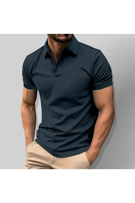 Work Shirts Mens Shirts Polo Shirts Pullover Tops Gray Short Sleeve Collared Sweatshirt for Mens,L