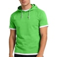 thumbnail image 1 of Blmnix Workout Shirts Mens Shirt Cotton Shirts Pullover Tshirts Green Hooded Short Sleeve Men's Tops,L, 1 of 8