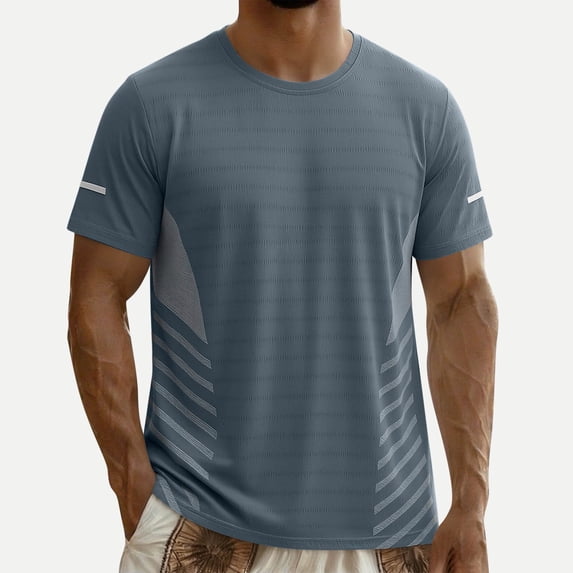 Blmnix Workout Shirts Mens Shirts Muscle Running Shirt Baggy Undershirts Blue Short Sleeve Crew Neck Graphic T-Shirts Tee Shirts Mens,XS