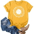 thumbnail image 1 of Blmnix Yellow Casual Tops for Women Short Sleeve Crew Neck Floral Graphic Loose T-Shirts Fashion Tees, 1 of 5
