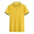 thumbnail image 1 of Blmnix Yellow Spring Tops for Women 2024 Short Sleeve Solid Collared Loose Button T-Shirts Trendy Shirts, 1 of 8