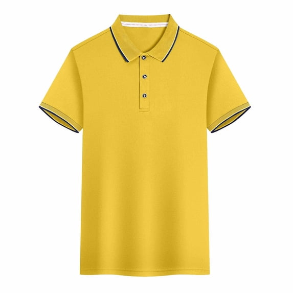 Blmnix Yellow Spring Tops for Women 2024 Short Sleeve Solid Collared Loose Button T-Shirts Trendy Shirts