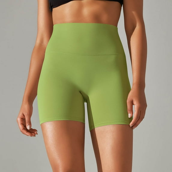 Blmnix Yoga Shorts Shorts Women Workout Shorts Flat Front Shorts High Pull-On Green Slim Cotton Shorts for Woman,M