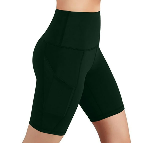 Blmnix Yoga Shorts Summer Shorts for Women Sliding Shorts Plus Size Short Pull-On Green High Slim Beach Shorts for Women,S