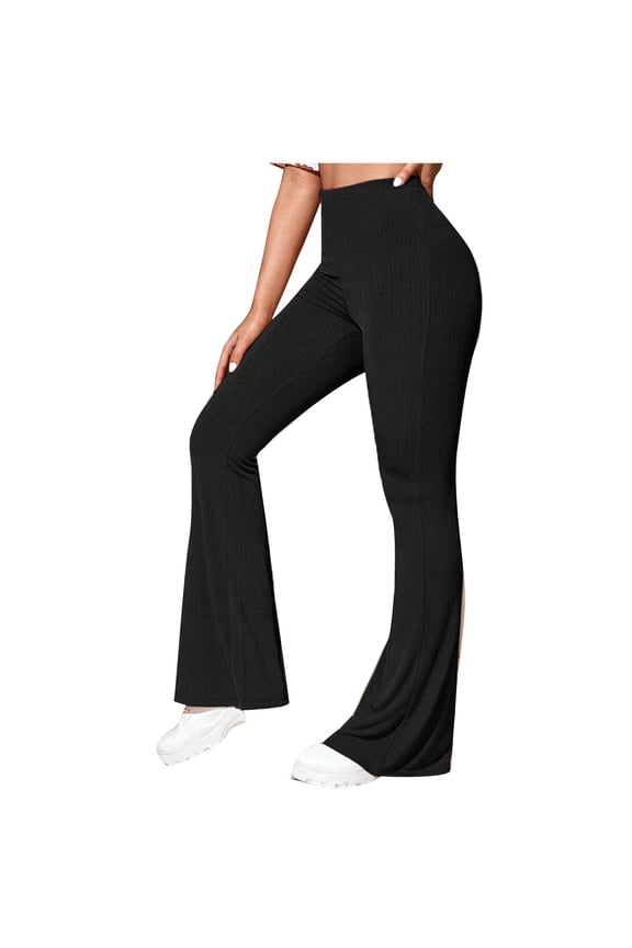 Blmnix Yoga Winter Pants for Woman Black Petite High Bootcut Full Palazzo Pants for Junior 2024