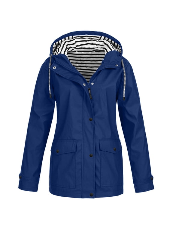 with Pocket Jacket Women Windbreaker Workout Jackets for Woman Hiking Jacket Snap Jackets Blue with Hood Long Sleeve Jackets for Women Trendy