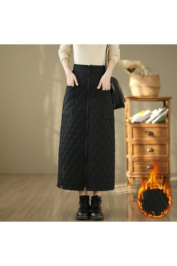 with Pockets Womens Skirts Winter Skirts Straight Petticoat Mid-Length Black Wind Resistant Jean Skirt for Women,XL