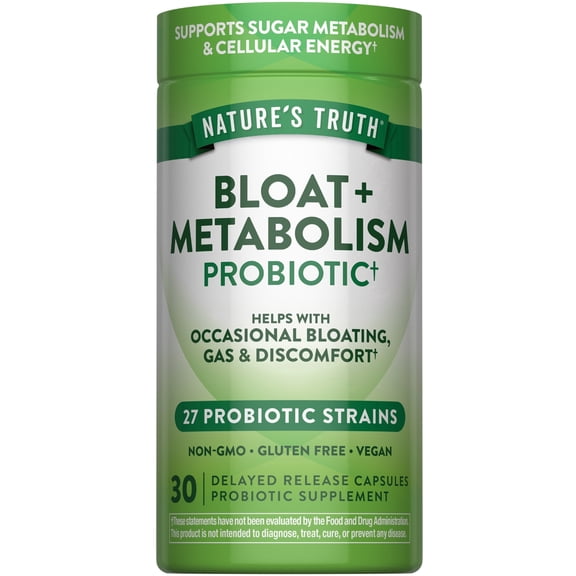 Bloat & Metabolism Pills | 27 Probiotic Strains | 30 Delayed Release Capsules | by Nature's Truth