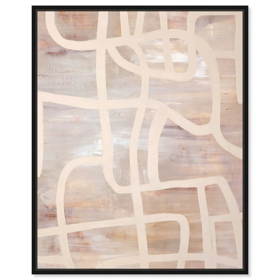 Blob And Curve Modern Earth Tone Abstracts Canvas Wall Art by Art Remedy, Black Floater Frame, 16"x20"