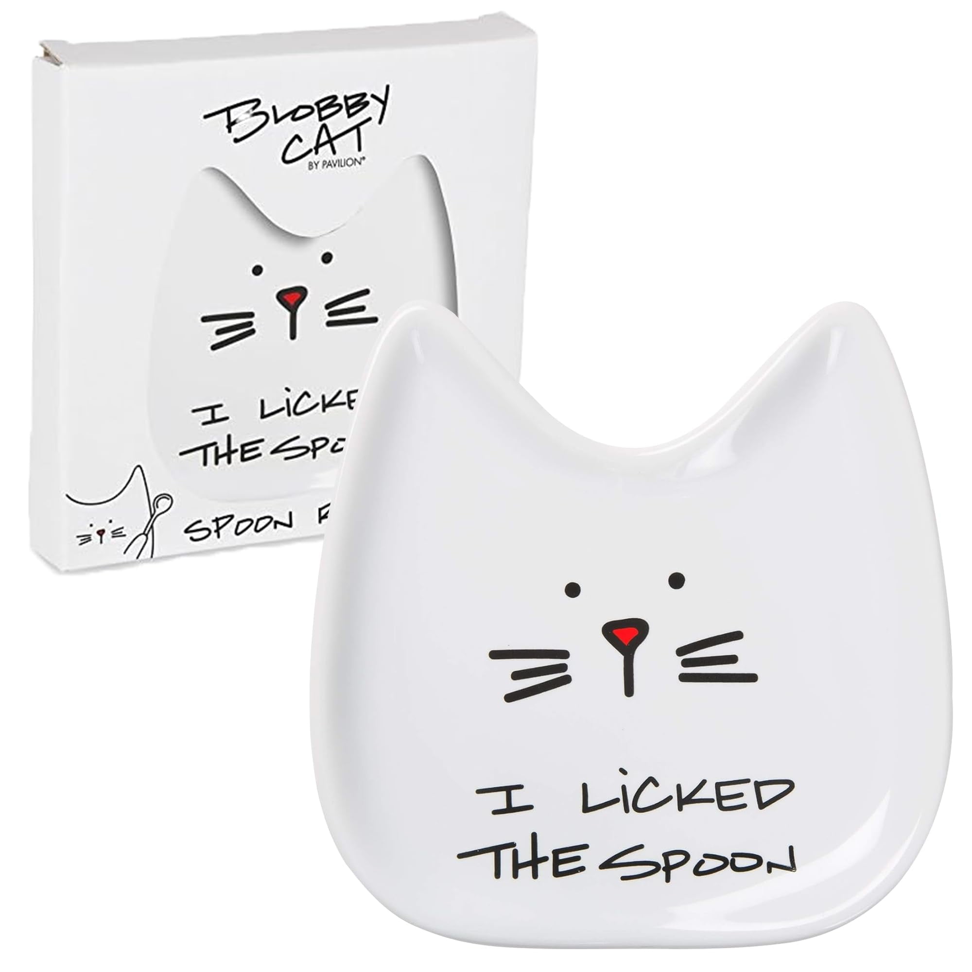 White Ceramic Cat Shaped Spoon Rest with Glossy Finish