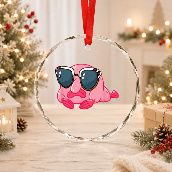 Blobfish With Sunglasses Love Blob Fish Glass Ornament