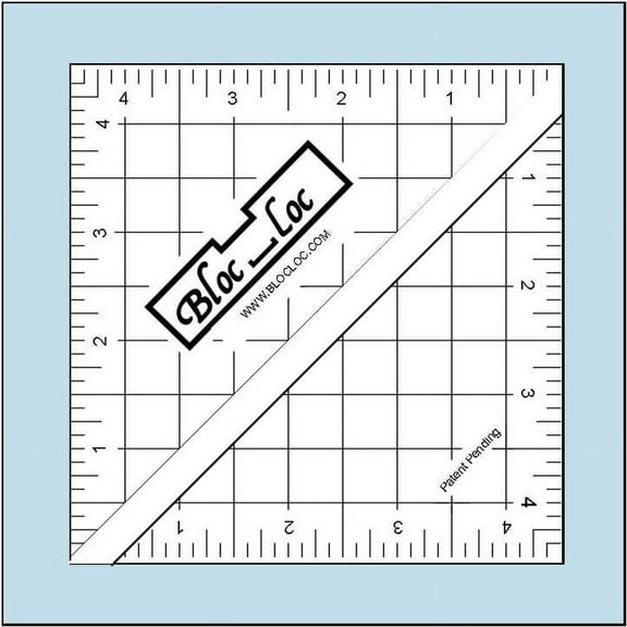 Bloc Loc Half Square Triangle Multiple-Size 4 1/2 x 4 1/2 Quilting Ruler with Grid Lines