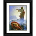 thumbnail image 1 of Bloch, Carl 11x14 Black Ornate Wood Framed with Double Matting Museum Art Print Titled - Jesus Tempted, 1 of 4