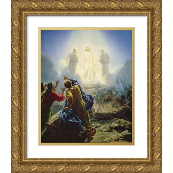 Bloch, Carl 12x14 Gold Ornate Wood Framed with Double Matting Museum Art Print Titled - Transfiguration of Jesus