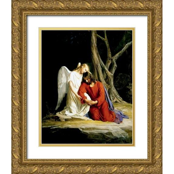 Bloch, Carl 15x18 Gold Ornate Wood Framed with Double Matting Museum Art Print Titled - Agony in the Garden
