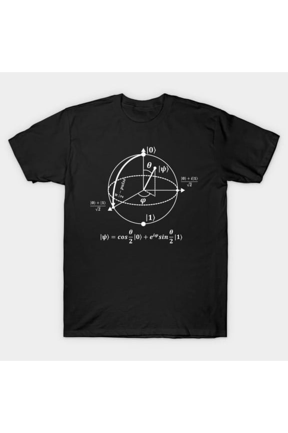 Bloch Sphere Funny Physics Science Artwork Print, H27715 T-Shirt, for Men and Women, Up to Size 5XL