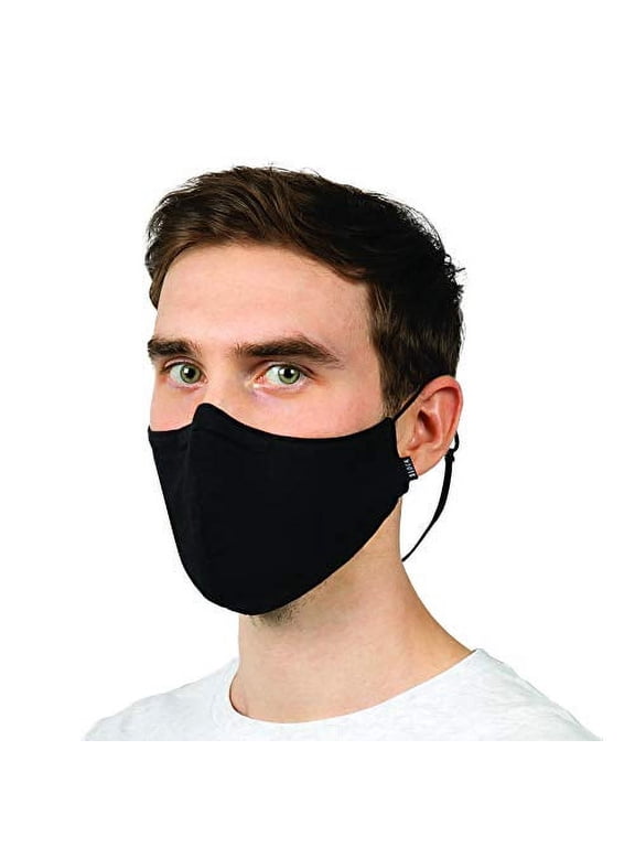 Adult Soft Stretch Reusable Face Mask with Lanyard and Moldable Nose Pad (Pack of 3)