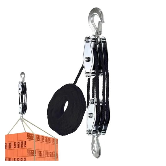 Block And Tackle Pulley Hoist Block And Tackle 2200 Lbs, Breaking Strength 50ft Ratchet Puller Hoists For Warehouse Constructions ,Easy to Operate
