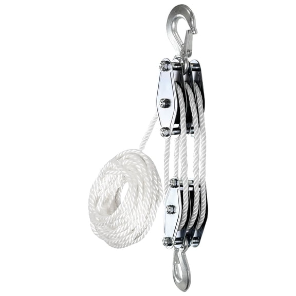 Block And Tackle Pulley Tool 3/4 Rope Pulley Hoist With Lifting Power Heavy Duty 1100/2200Lbs Puller Hoist
