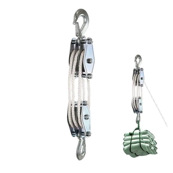 Block And Tackle Rope Pulley Hoist With 6:1 Lifting Power Multifunctional Heavy Duty Pulley System Metal Sheave With 2200 Lbs ,Easy to Use