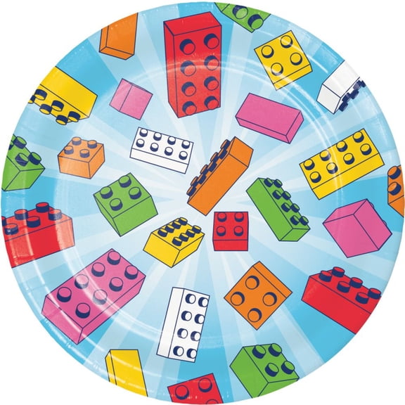 Block Bash 7-inch Paper Plates 8 Per Pack