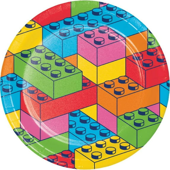 Block Bash Toy Blocks Birthday Plates and Napkins Set, Serves 16