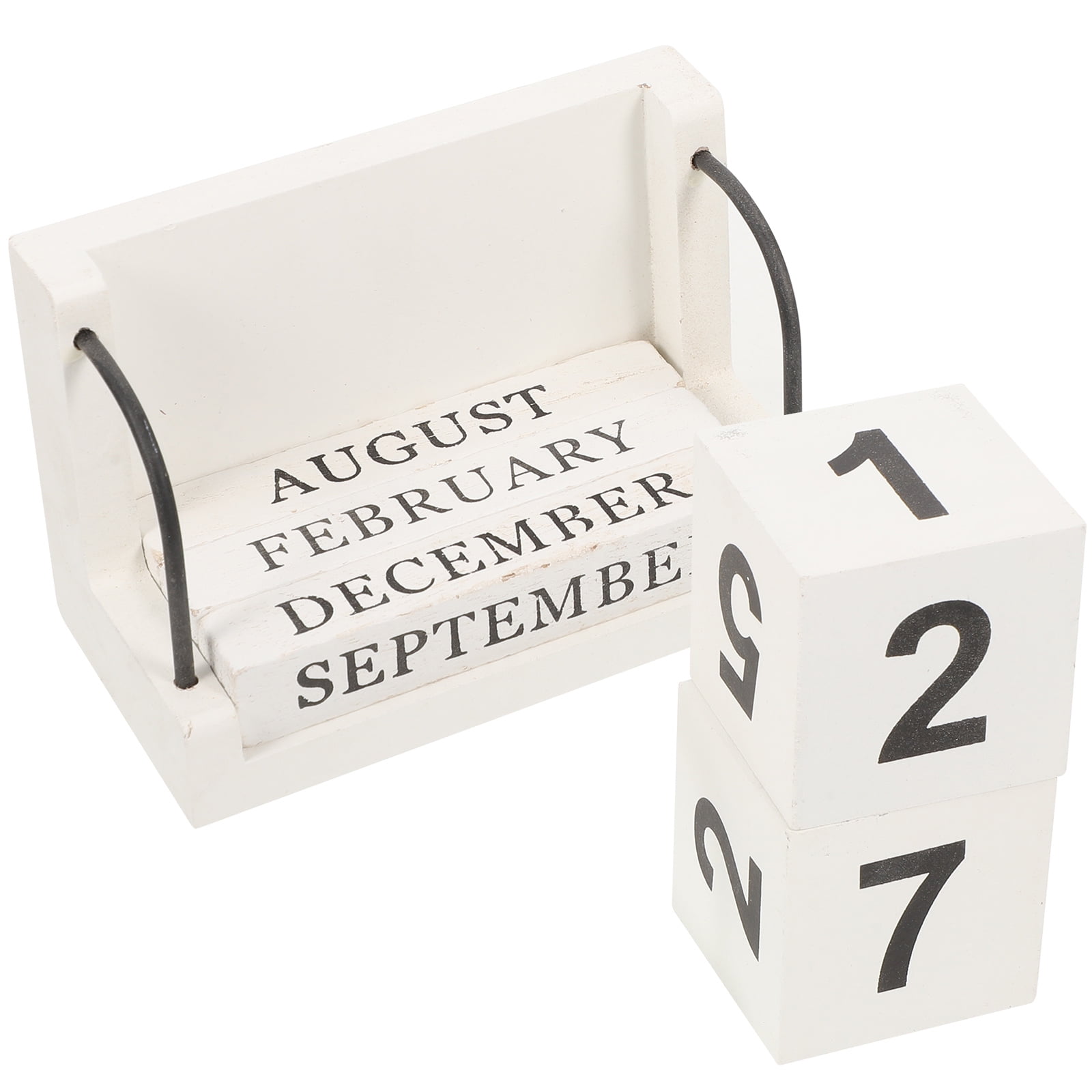 Block Calendar Desk Wooden Vintage Calendars Flip Digital Office