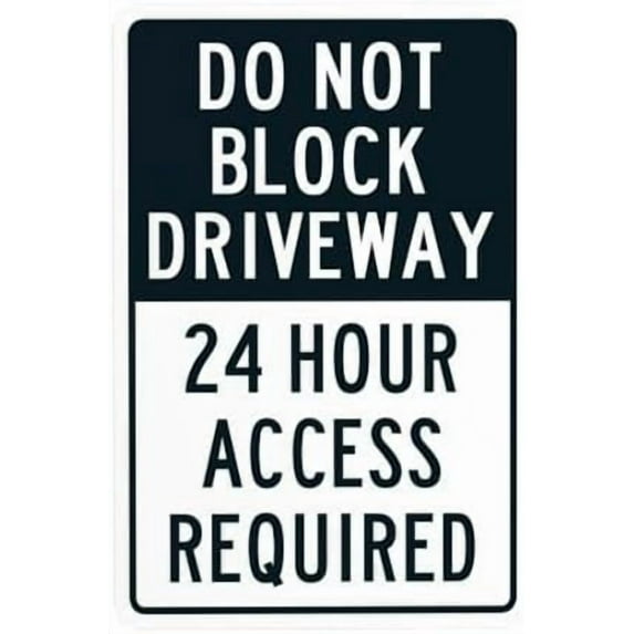 Do Not Block Driveway 24 Hour Access Required Black Warning Sign, Driveway Metal Signs for Business Home Outdoor Indoor Garage Street Wall Caution Custom Decor 8 x 12 Inch