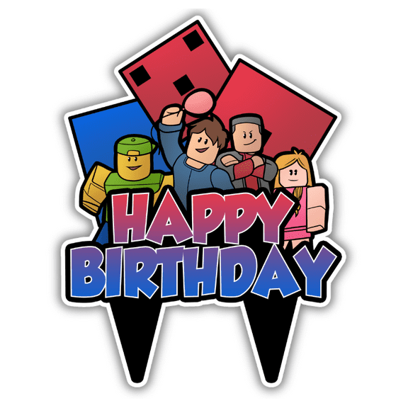 Block Gamer Birthday Cake Topper  Fun Video Game Party Decoration for Kids, Boys & Girls Birthday Supplies