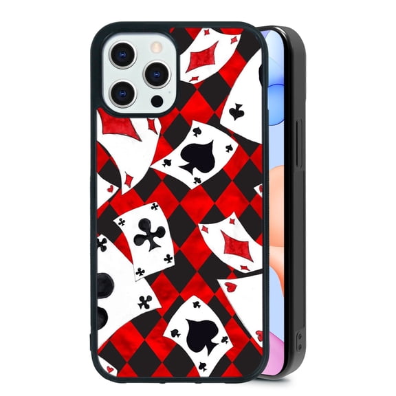 Block Geometry Game for iPhone 16 Pro Max Case, Cute Aesthetic Blood Poker Shock-Absorbent Protective,Black