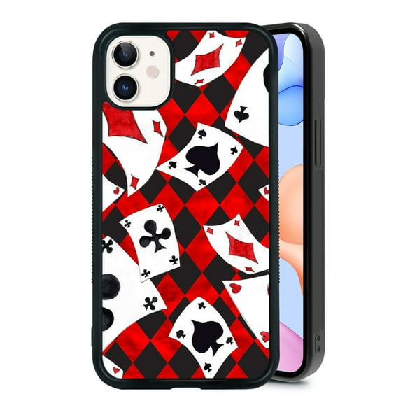 Block Geometry Game for iPhone 7/8/SE Case, Cute Aesthetic Blood Poker Shock-Absorbent Protective,Black