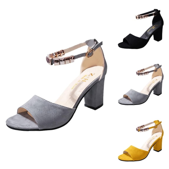 Block Heel Sandals for Women 2026 Summer Trendy Open Toe Mid Heel Ankle ...