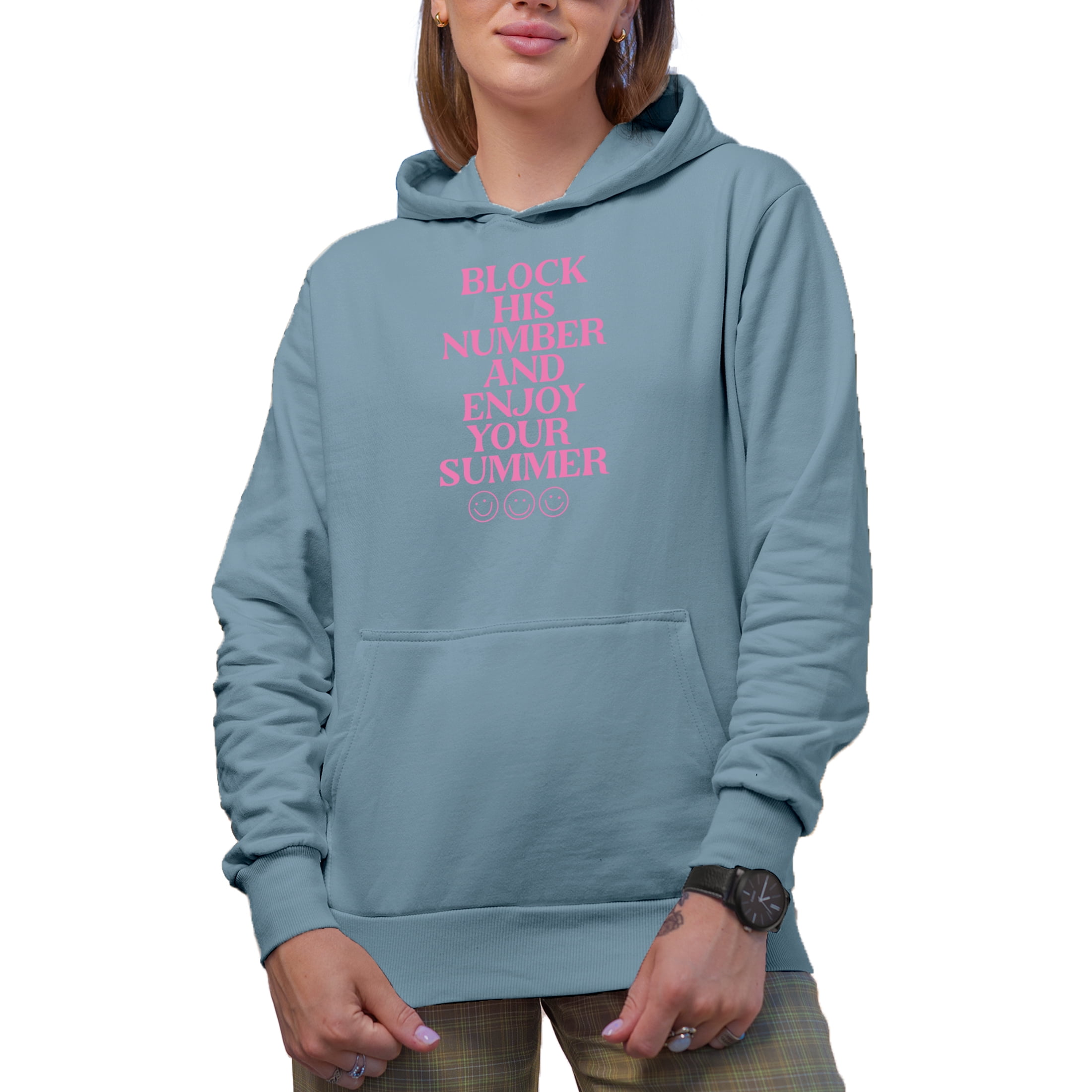 Block His Number and Enjoy Your Summer Girl Quote Sassy Girls Merch Gift Light Blue Hooded Sweatshirt or Hoodie 2XL Walmart