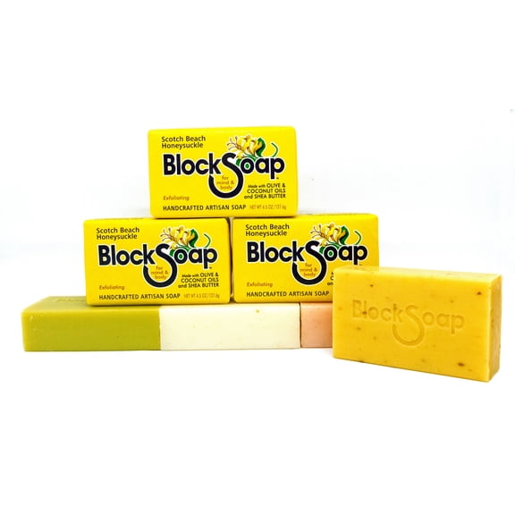 Block Island Block Soap Bar Scotch Beach Honeysuckle 4.5 Oz 3 Pack