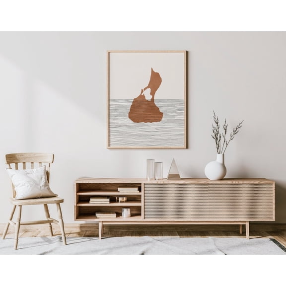 Block Island Rhode Island Wall Art Print, Boho Travel Map Decor