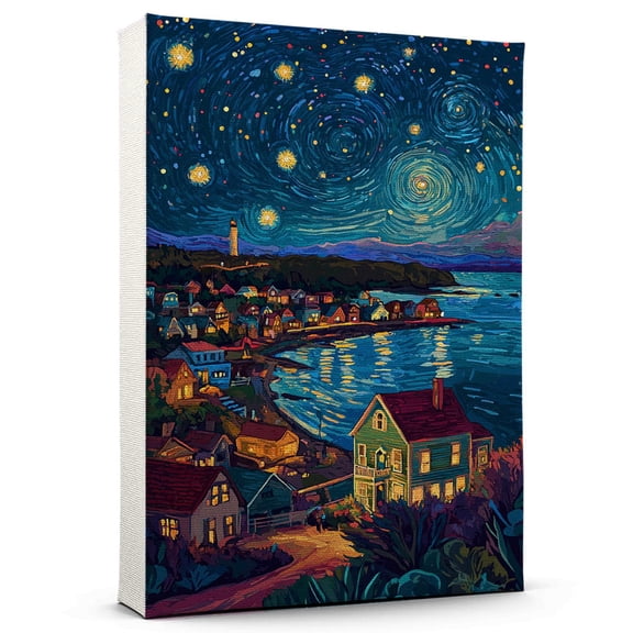 Block Island Travel Starry Night Canvas Print, Rhode Island Canvas Wall art, Block Island Map Canvas, Rhode Island Travel Art Picture Print -96AZ141