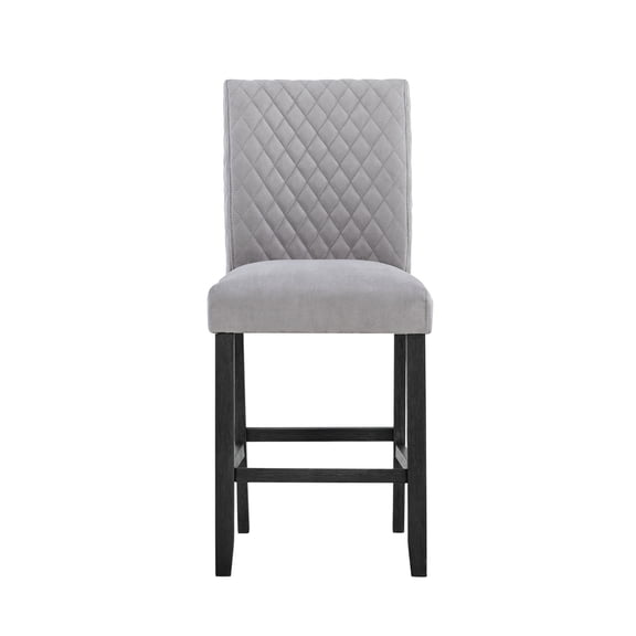 Block Legs - Solid Back Support - Dining Area - Set of 2 Grey Chairs