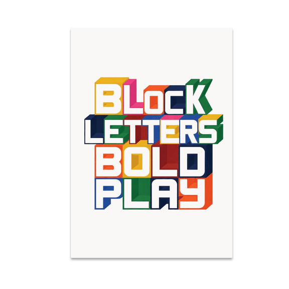 Block Letters Bold Play Poster Art - Youthful Decor Enthusiast - 13x19 Poster Print