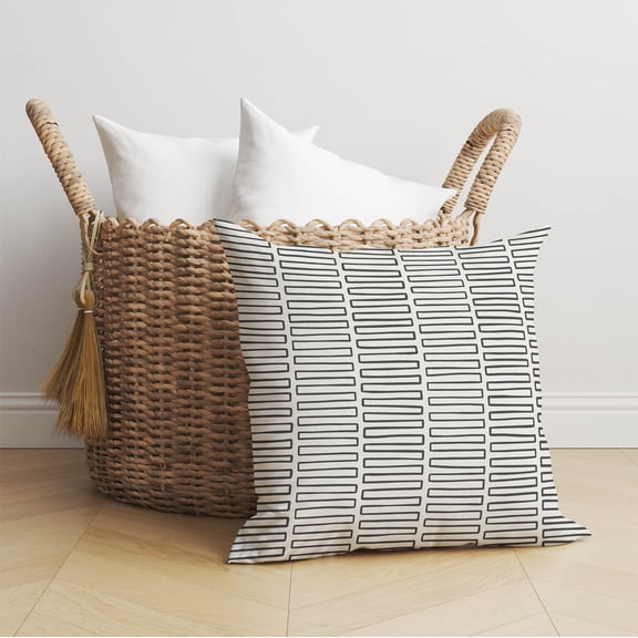 Block Maze Ivory Charcoal Throw Pillow