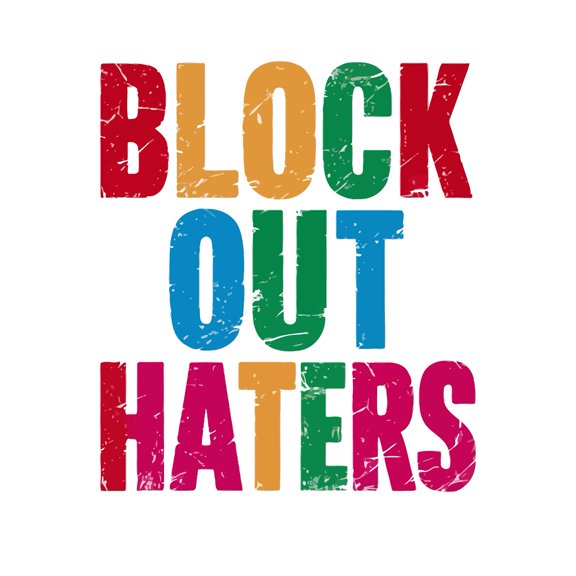 Block Out Haters Stay Positive Empowering Uplifting Quote Wall Art Sticker Designs Vinyl Stickers For Home House Walls Rooms Windows Bedroom Decoration Size (12x12 inch)
