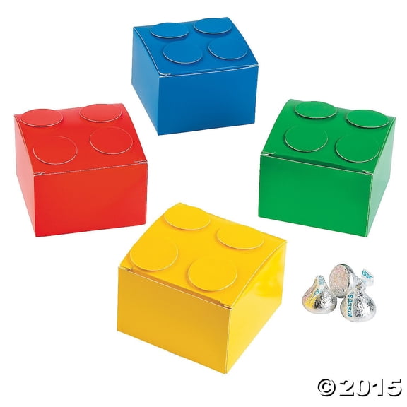 Block Party Favor Boxes - Party Supplies - 12 Pieces
